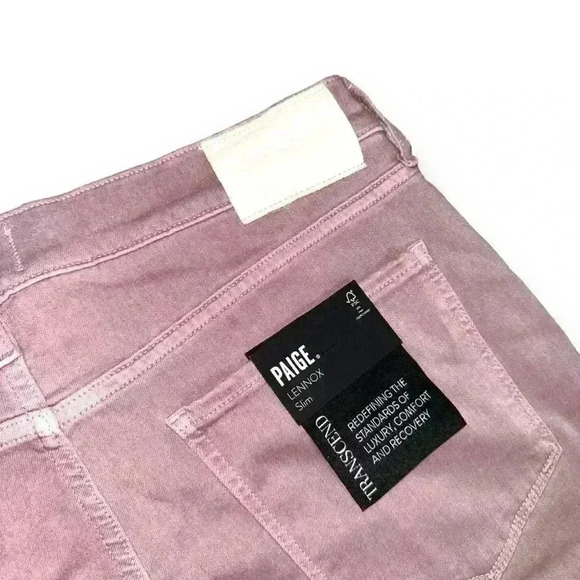 NWT PAIGE LENNOX Slim Fit Jeans Stretch  W33 Straight Pink Casual City Offcie - Picture 9 of 12